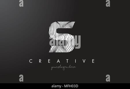 S Letter Logo with Zebra Lines Texture Design Vector Illustration. Stock Vector