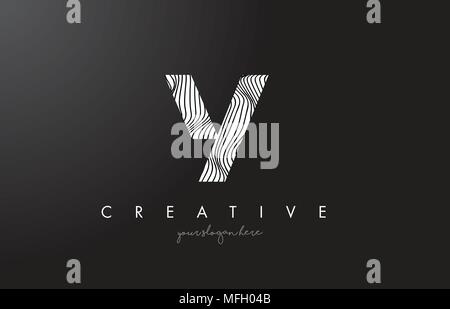 Y Letter Logo with Zebra Lines Texture Design Vector Illustration. Stock Vector
