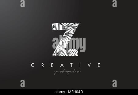 Z Letter Logo with Zebra Lines Texture Design Vector Illustration. Stock Vector