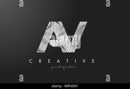 AV A V Zebra Texture Letter Logo Design With Creative Lines and Swosh ...