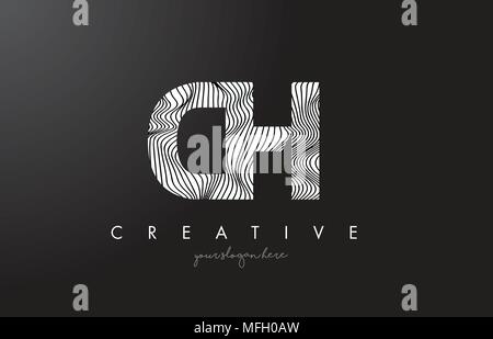 CH C H Zebra Texture Letter Logo Design With Creative Lines and Swosh ...