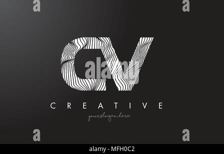 CV C V Zebra Texture Letter Logo Design With Creative Lines and Swosh ...