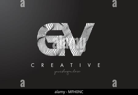 GV G V Zebra Texture Letter Logo Design With Creative Lines and Swosh ...