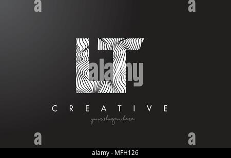 LT L T Zebra Texture Letter Logo Design With Creative Lines and Swosh ...