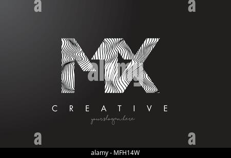 MX M X Lines Letter Design with Creative Elegant Zebra Vector ...