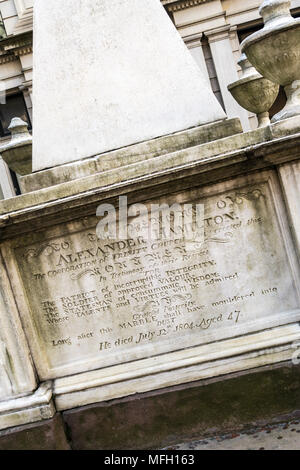 Alexander Hamilton's grave site at Trinity Church near ground zero in ...