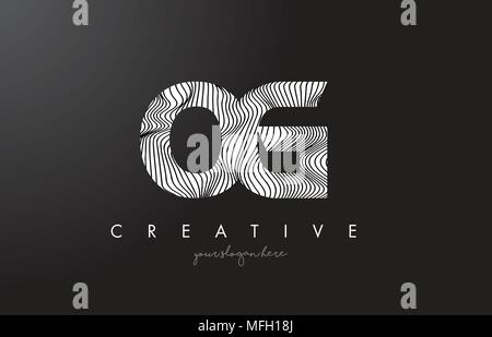 OG O G Letter Logo with Zebra Lines Texture Design Vector Illustration. Stock Vector