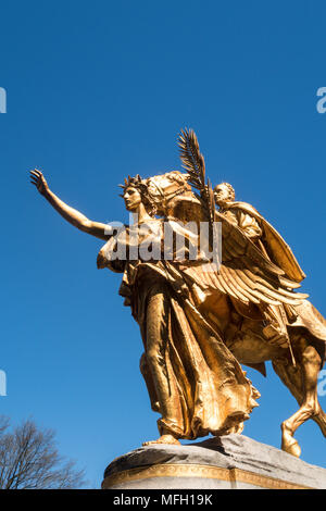 General Sherman Statue is Located in Grand Army Plaza at the Southern End of Central Park, NYC,USA Stock Photo