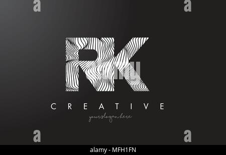 RK R K Letter Logo with Zebra Lines Texture Design Vector Illustration. Stock Vector