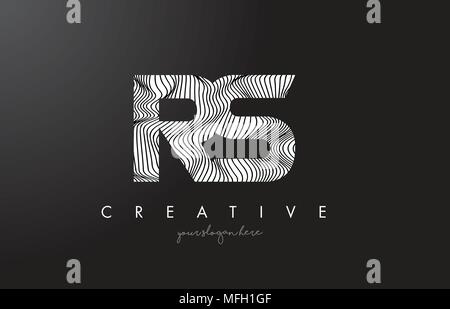 RS R S Zebra Texture Letter Logo Design With Creative Lines and Swosh ...