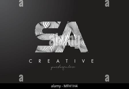 SA Letter Logo With Black Lines Design. Line Letter Symbol Vector ...