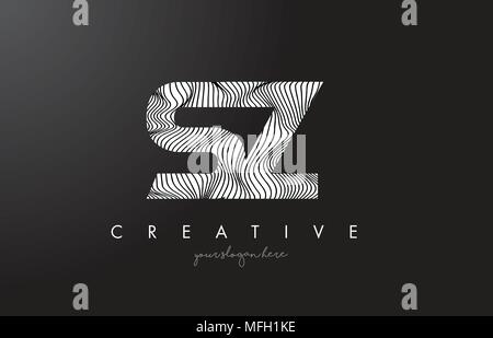 SZ S Z Zebra Texture Letter Logo Design With Creative Lines and Swosh ...