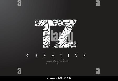 TZ T Z Zebra Texture Letter Logo Design With Creative Lines and Swosh ...