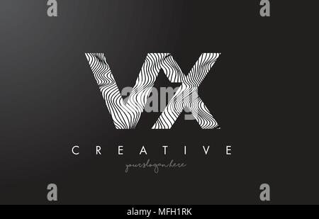 VX V X Lines Letter Design with Creative Elegant Zebra Vector ...