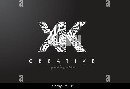 XK X K Lines Letter Design with Creative Elegant Zebra Vector ...