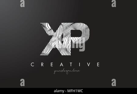 XP X P Zebra Texture Letter Logo Design With Creative Lines and Swosh ...