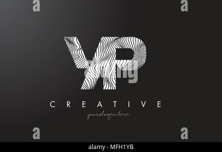 YP Y P Letter Logo with Zebra Lines Texture Design Vector Illustration. Stock Vector