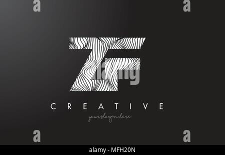 ZF Z F Lines Letter Design with Creative Elegant Zebra Vector ...