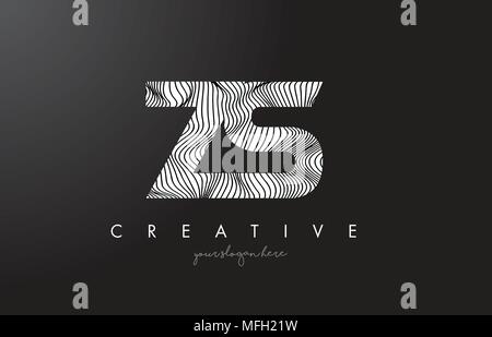 ZS Z S Zebra Texture Letter Logo Design With Creative Lines and Swosh ...