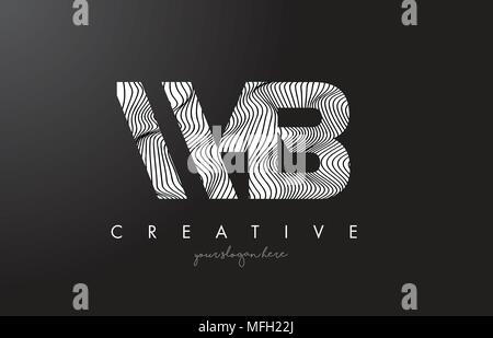 WB W B Zebra Texture Letter Logo Design With Creative Lines and Swosh ...