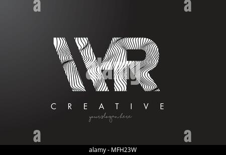 WR W R Zebra Texture Letter Logo Design With Creative Lines and Swosh ...