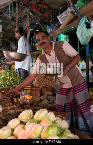 Vertical view of the daily fruit and veg market in Kandy, Sri Lanka. Stock Photo