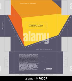Abstract flat colors tissue box concept, template for business purpose, place your text and Logos and ready to go for print. Stock Vector
