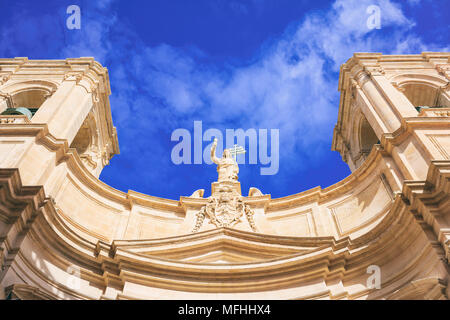 Valletta, Malta, St Johns co cathedral on blue sky background, under view