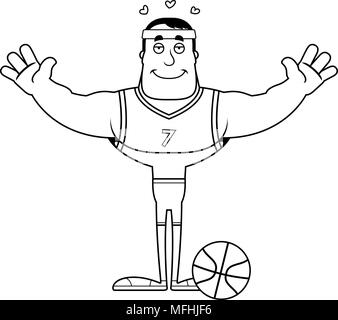 A cartoon basketball player ready to give a hug. Stock Vector