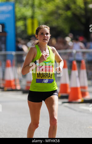 Rebecca Murray in her debut London Marathon finishes 12th overall and third British woman. Stock Photo