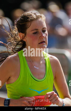 Rebecca Murray in her debut London Marathon finishes 12th overall and third British woman. Stock Photo