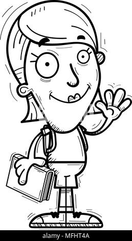 Cartoon happy school girl waving hand Stock Vector Image & Art - Alamy