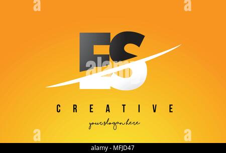 ES E S Letter Logo Design with Swoosh and Black Lines. Modern Creative ...