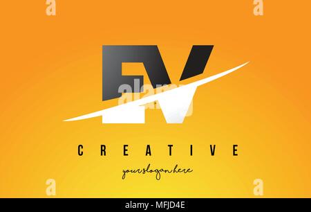 EV E V Letter Logo Design with Swoosh and Black Lines. Modern Creative ...