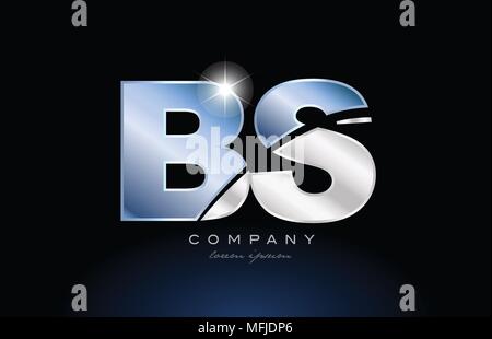silver letter bs b s metal combination alphabet logo icon design with ...
