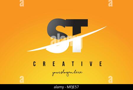 ST S T Letter Logo Design with Swoosh and Black Lines. Modern Creative ...