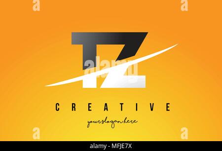 TZ T Z Letter Logo Design with Swoosh and Black Lines. Modern Creative ...