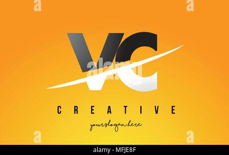 VC V C Letter Logo Design with Swoosh and Black Lines. Modern Creative ...