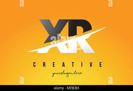 XR X R Letter Logo Design with Swoosh and Black Brush Stroke. Modern ...