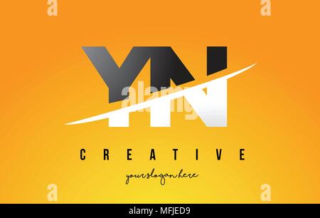 YN Y N Letter Modern Logo Design with Swoosh Cutting the Middle Letters and Yellow Background. Stock Vector