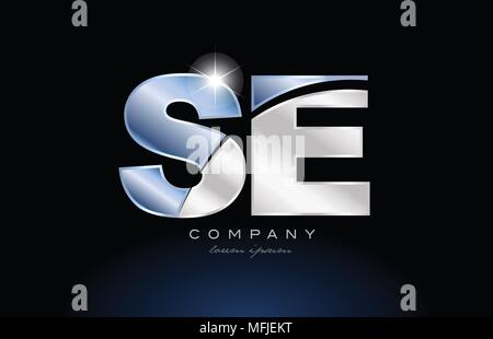grey blue alphabet letter se s e logo 3d design suitable for a company ...