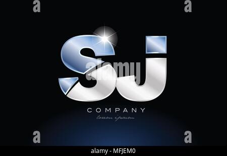 grey blue alphabet letter sj s j logo 3d design suitable for a company ...