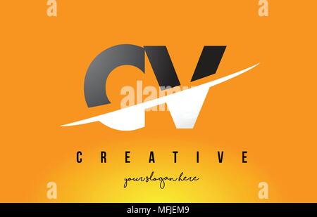 CV Letter Design with Creative Cut and Colorful Rainbow Texture. VC ...