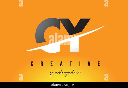 CY C Y Letter Modern Logo Design with Swoosh Cutting the Middle Letters and Yellow Background. Stock Vector