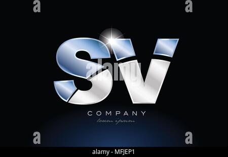 Alphabet Letter Sv S V Logo Design With Metal Blue Color Suitable For A Company Or Business Stock Vector Image Art Alamy