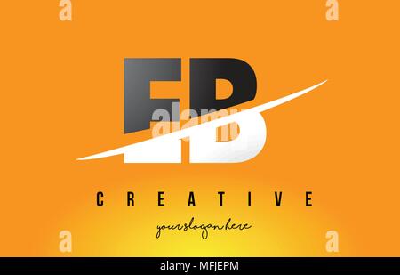 EB E B Letter Logo Design with Swoosh and Black Brush Stroke. Modern ...