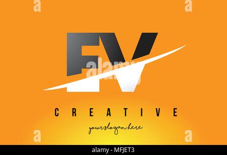 EV E V Letter Logo Design with Swoosh and Black Lines. Modern Creative ...
