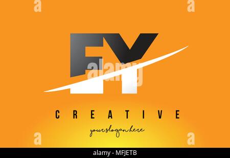 EY E Y Letter Logo Design with Swoosh and Black Brush Stroke. Modern ...