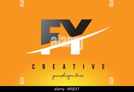 FY F Y Letter Modern Logo Design with Swoosh Cutting the Middle Letters and Yellow Background. Stock Vector