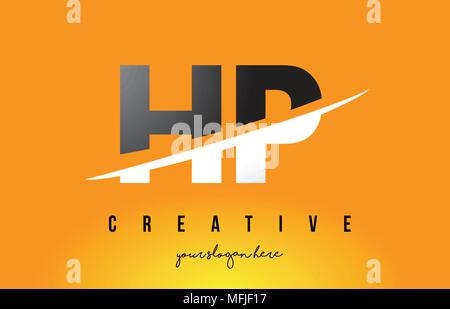 HP H P Letter Logo Design with Swoosh and Black Lines. Modern Creative ...